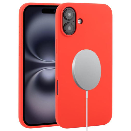For iPhone 16 Liquid Silicone Full Coverage MagSafe Phone Case(Red) by buy2fix