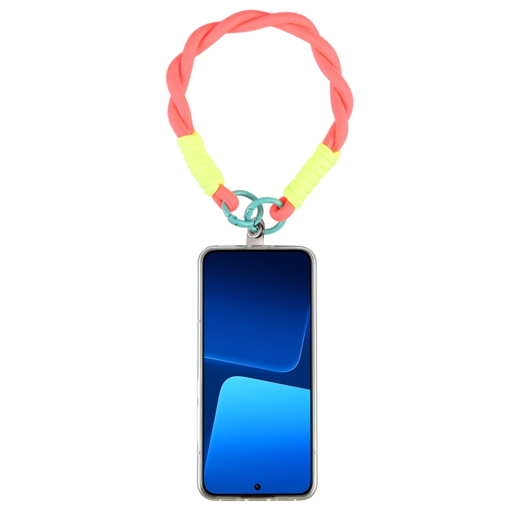 Dopamine Color Double Buckle Twist Rope Short Lanyard(Pink Orange Green) - Lanyards & Wrist Straps by buy2fix | Online Shopping UK | buy2fix