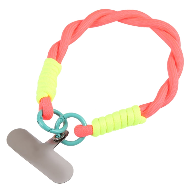 Dopamine Color Double Buckle Twist Rope Short Lanyard(Pink Orange Green) - Lanyards & Wrist Straps by buy2fix | Online Shopping UK | buy2fix