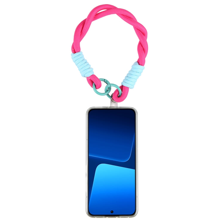 Dopamine Color Double Buckle Twist Rope Short Lanyard(Rose Red Blue) - Lanyards & Wrist Straps by buy2fix | Online Shopping UK | buy2fix