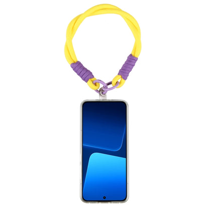 Dopamine Color Double Buckle Twist Rope Short Lanyard(Yellow Purple) - Lanyards & Wrist Straps by buy2fix | Online Shopping UK | buy2fix