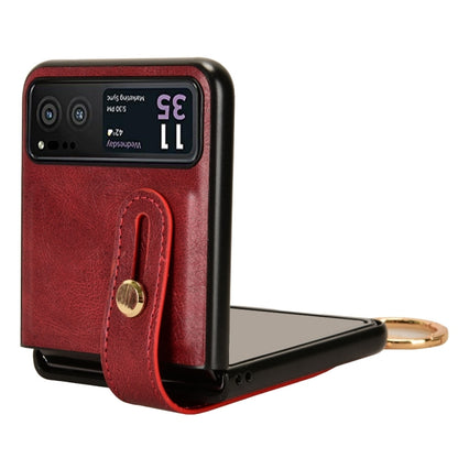 For Motorola Razr 40 Wristband Leather Back Phone Case(Red) by buy2fix