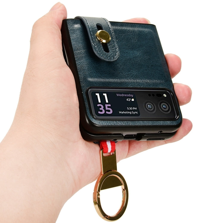 For Motorola Razr 40 Wristband Leather Back Phone Case(Blue) by buy2fix