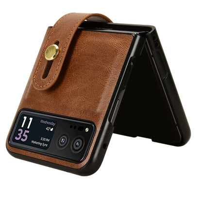 For Motorola Razr 40 Wristband Leather Back Phone Case(Brown) by buy2fix
