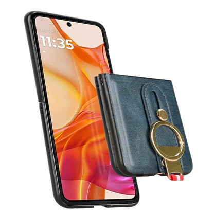 For Motorola Razr 50 Ultra Wristband Leather Back Phone Case(Blue) by buy2fix