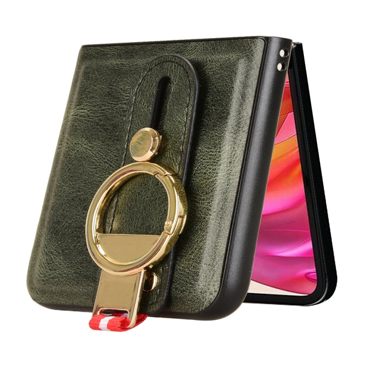 For Motorola Razr 50 Ultra Wristband Leather Back Phone Case(Green) by buy2fix