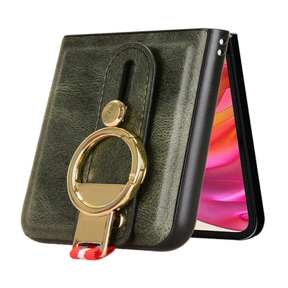 For Motorola Razr 50 Ultra Wristband Leather Back Phone Case(Green) by buy2fix