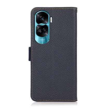 For Honor X50i 5G/90 Lite KHAZNEH Side-Magnetic Litchi Genuine Leather RFID Phone Case(Blue) - Honor Cases by buy2fix | Online Shopping UK | buy2fix