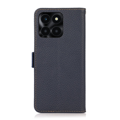 For Honor X6A KHAZNEH Side-Magnetic Litchi Genuine Leather RFID Phone Case(Blue) - Honor Cases by buy2fix | Online Shopping UK | buy2fix