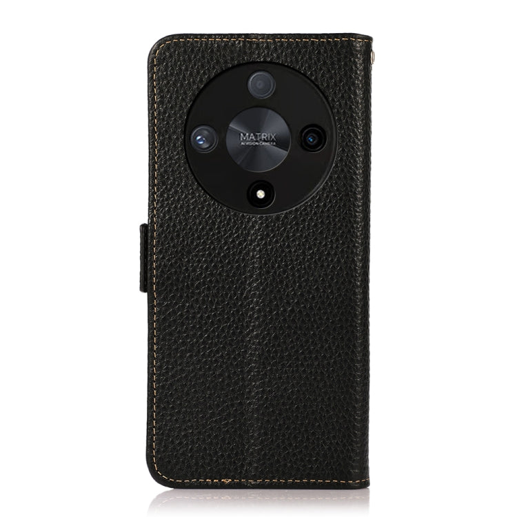 For Honor X9B KHAZNEH Side-Magnetic Litchi Genuine Leather RFID Phone Case(Black) - Honor Cases by buy2fix | Online Shopping UK | buy2fix