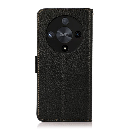 For Honor X9B KHAZNEH Side-Magnetic Litchi Genuine Leather RFID Phone Case(Black) - Honor Cases by buy2fix | Online Shopping UK | buy2fix
