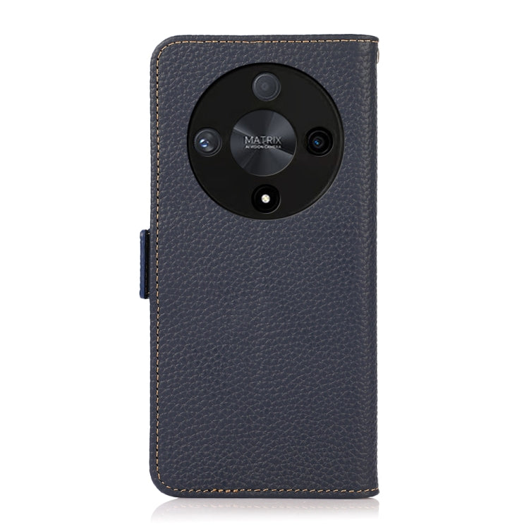 For Honor X9B KHAZNEH Side-Magnetic Litchi Genuine Leather RFID Phone Case(Blue) - Honor Cases by buy2fix | Online Shopping UK | buy2fix