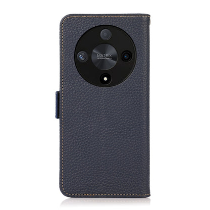 For Honor X9B KHAZNEH Side-Magnetic Litchi Genuine Leather RFID Phone Case(Blue) - Honor Cases by buy2fix | Online Shopping UK | buy2fix
