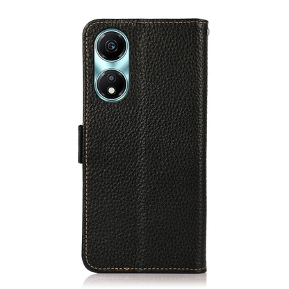 For Honor X5 Plus KHAZNEH Side-Magnetic Litchi Genuine Leather RFID Phone Case(Black) - Honor Cases by buy2fix | Online Shopping UK | buy2fix