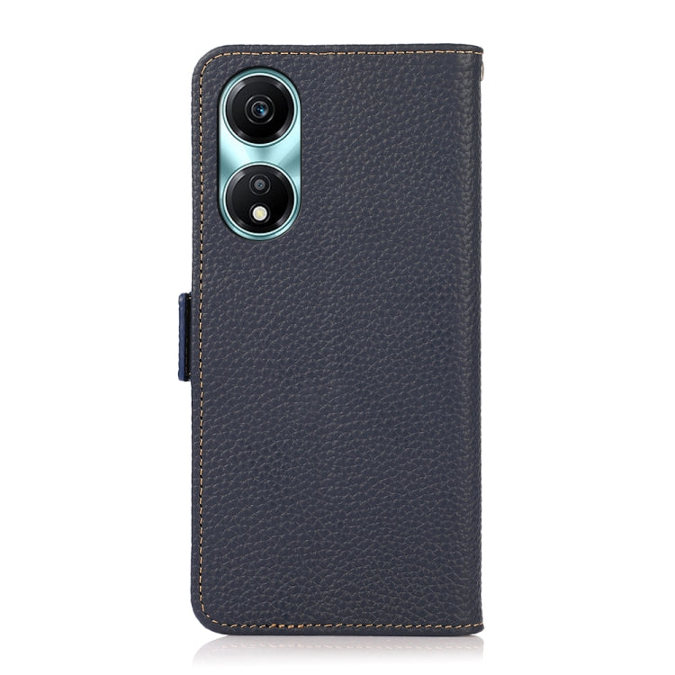 For Honor X5 Plus KHAZNEH Side-Magnetic Litchi Genuine Leather RFID Phone Case(Blue) - Honor Cases by buy2fix | Online Shopping UK | buy2fix