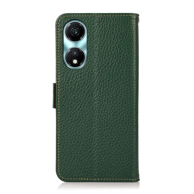 For Honor X5 Plus KHAZNEH Side-Magnetic Litchi Genuine Leather RFID Phone Case(Green) - Honor Cases by buy2fix | Online Shopping UK | buy2fix