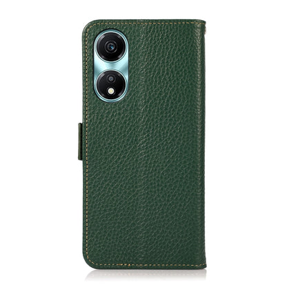For Honor X5 Plus KHAZNEH Side-Magnetic Litchi Genuine Leather RFID Phone Case(Green) - Honor Cases by buy2fix | Online Shopping UK | buy2fix