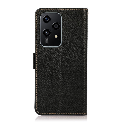 For Honor 200 Lite Global KHAZNEH Side-Magnetic Litchi Genuine Leather RFID Phone Case(Black) - Honor Cases by buy2fix | Online Shopping UK | buy2fix