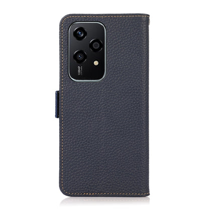 For Honor 200 Lite Global KHAZNEH Side-Magnetic Litchi Genuine Leather RFID Phone Case(Blue) - Honor Cases by buy2fix | Online Shopping UK | buy2fix