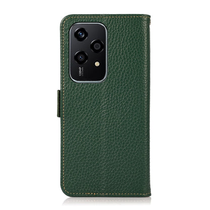For Honor 200 Lite Global KHAZNEH Side-Magnetic Litchi Genuine Leather RFID Phone Case(Green) - Honor Cases by buy2fix | Online Shopping UK | buy2fix