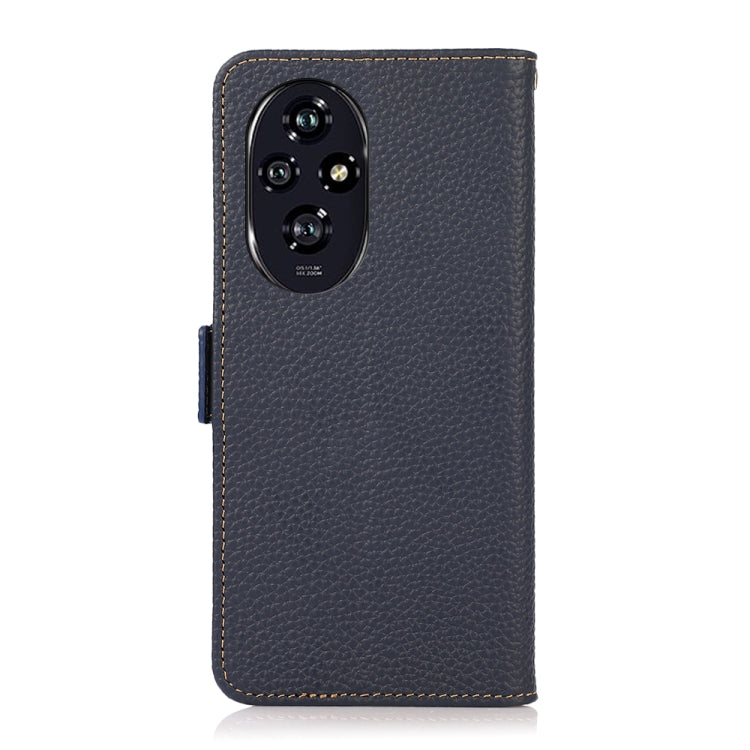 For Honor 200 Pro KHAZNEH Side-Magnetic Litchi Genuine Leather RFID Phone Case(Blue) - Honor Cases by buy2fix | Online Shopping UK | buy2fix