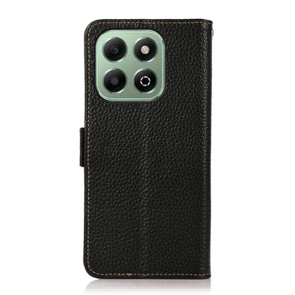 For Honor X6b KHAZNEH Side-Magnetic Litchi Genuine Leather RFID Phone Case(Black) - Honor Cases by buy2fix | Online Shopping UK | buy2fix