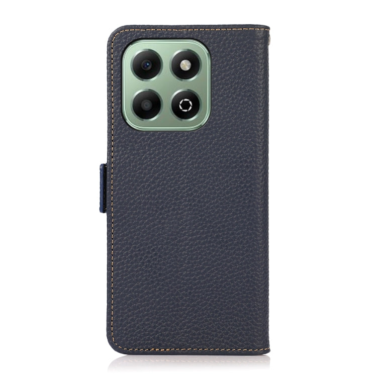 For Honor X6b KHAZNEH Side-Magnetic Litchi Genuine Leather RFID Phone Case(Blue) - Honor Cases by buy2fix | Online Shopping UK | buy2fix
