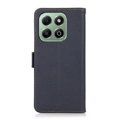 For Honor X6b KHAZNEH Side-Magnetic Litchi Genuine Leather RFID Phone Case(Blue) - Honor Cases by buy2fix | Online Shopping UK | buy2fix