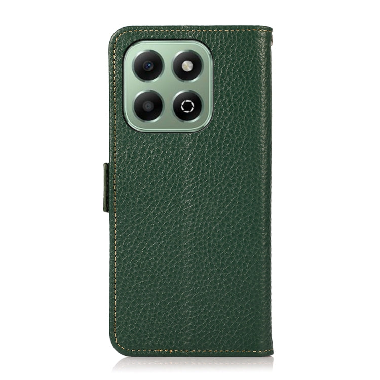 For Honor X6b KHAZNEH Side-Magnetic Litchi Genuine Leather RFID Phone Case(Green) - Honor Cases by buy2fix | Online Shopping UK | buy2fix