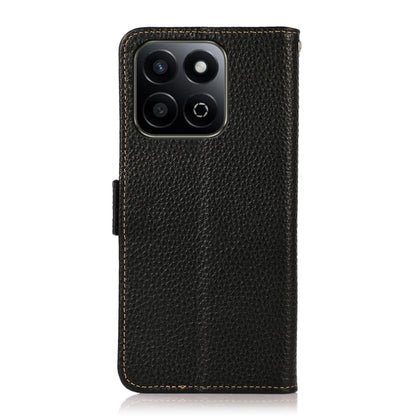 For Honor 200 Smart / Play 60 Plus KHAZNEH Side-Magnetic Litchi Genuine Leather RFID Phone Case(Black) - Honor Cases by buy2fix | Online Shopping UK | buy2fix