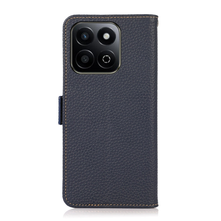 For Honor 200 Smart / Play 60 Plus KHAZNEH Side-Magnetic Litchi Genuine Leather RFID Phone Case(Blue) - Honor Cases by buy2fix | Online Shopping UK | buy2fix