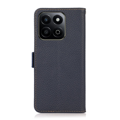 For Honor 200 Smart / Play 60 Plus KHAZNEH Side-Magnetic Litchi Genuine Leather RFID Phone Case(Blue) - Honor Cases by buy2fix | Online Shopping UK | buy2fix