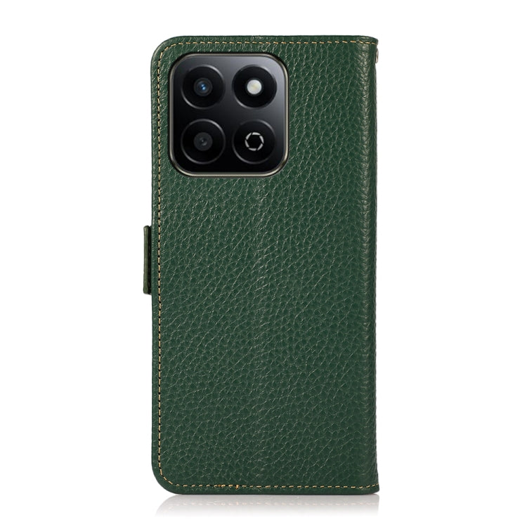 For Honor 200 Smart / Play 60 Plus KHAZNEH Side-Magnetic Litchi Genuine Leather RFID Phone Case(Green) - Honor Cases by buy2fix | Online Shopping UK | buy2fix