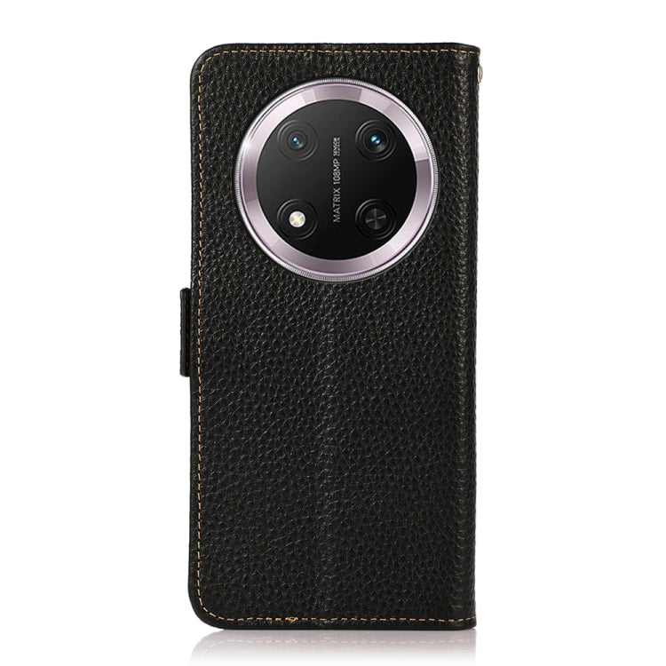 For Honor X9c KHAZNEH Side-Magnetic Litchi Genuine Leather RFID Phone Case(Black) - Honor Cases by buy2fix | Online Shopping UK | buy2fix