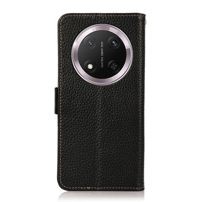 For Honor X9c KHAZNEH Side-Magnetic Litchi Genuine Leather RFID Phone Case(Black) - Honor Cases by buy2fix | Online Shopping UK | buy2fix