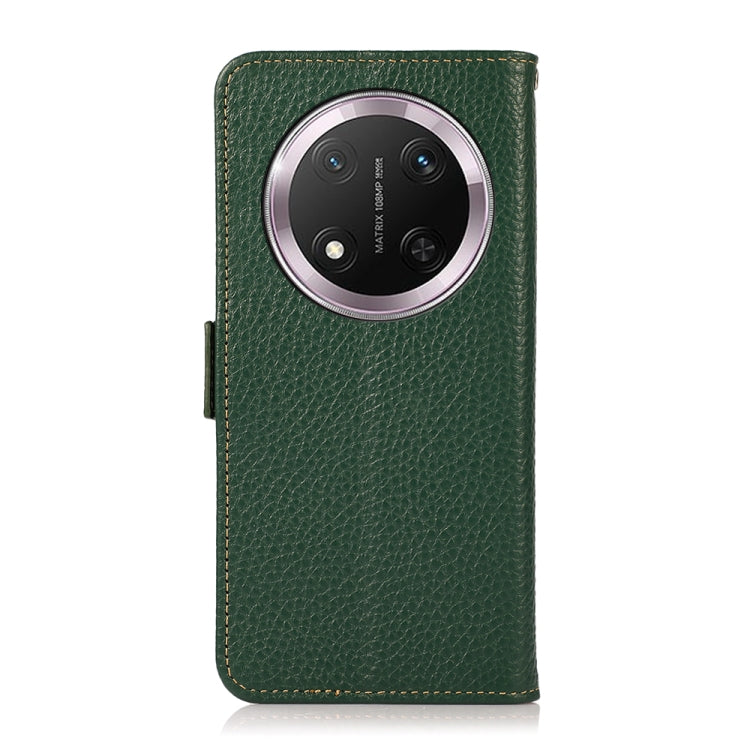 For Honor X9c KHAZNEH Side-Magnetic Litchi Genuine Leather RFID Phone Case(Green) - Honor Cases by buy2fix | Online Shopping UK | buy2fix