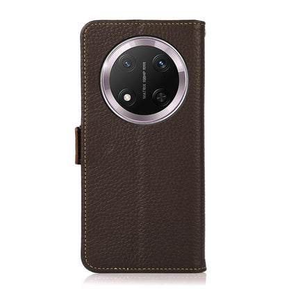 For Honor X9c KHAZNEH Side-Magnetic Litchi Genuine Leather RFID Phone Case(Brown) - Honor Cases by buy2fix | Online Shopping UK | buy2fix