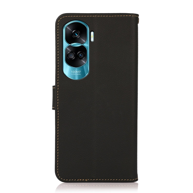 For Honor X50i 5G/90 Lite KHAZNEH Custer Genuine Leather RFID Phone Case(Black) - Honor Cases by buy2fix | Online Shopping UK | buy2fix