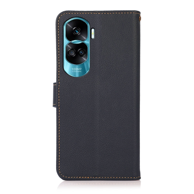For Honor X50i 5G/90 Lite KHAZNEH Custer Genuine Leather RFID Phone Case(Blue) - Honor Cases by buy2fix | Online Shopping UK | buy2fix