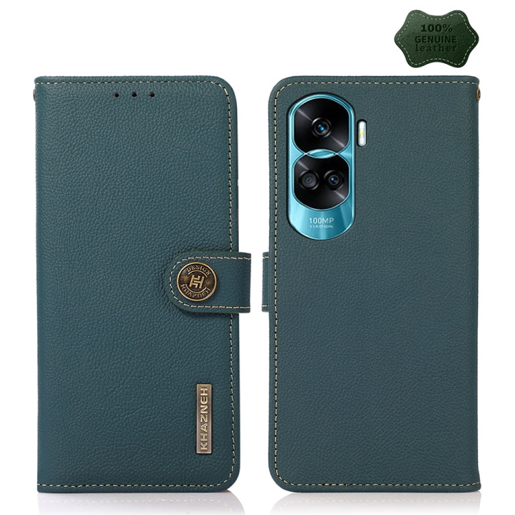 For Honor X50i 5G/90 Lite KHAZNEH Custer Genuine Leather RFID Phone Case(Green) - Honor Cases by buy2fix | Online Shopping UK | buy2fix