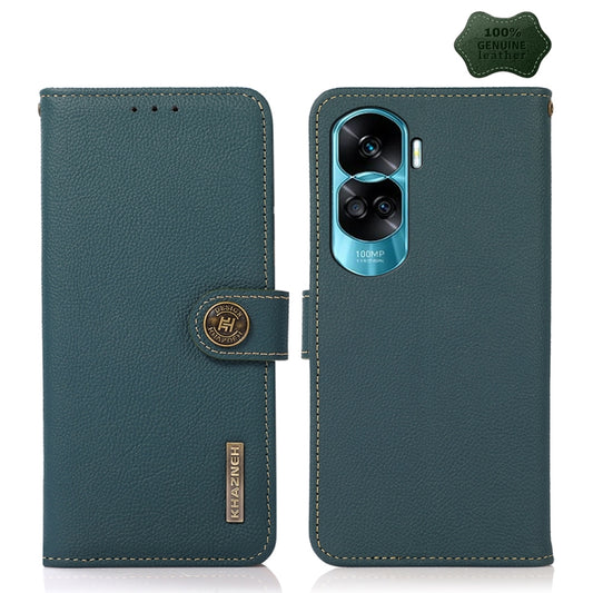 For Honor X50i 5G/90 Lite KHAZNEH Custer Genuine Leather RFID Phone Case(Green) - Honor Cases by buy2fix | Online Shopping UK | buy2fix