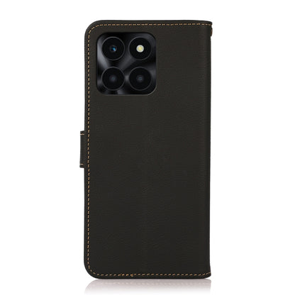 For Honor X6A KHAZNEH Custer Genuine Leather RFID Phone Case(Black) - Honor Cases by buy2fix | Online Shopping UK | buy2fix