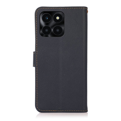 For Honor X6A KHAZNEH Custer Genuine Leather RFID Phone Case(Blue) - Honor Cases by buy2fix | Online Shopping UK | buy2fix