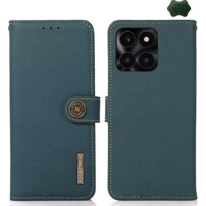 For Honor X6A KHAZNEH Custer Genuine Leather RFID Phone Case(Green) - Honor Cases by buy2fix | Online Shopping UK | buy2fix