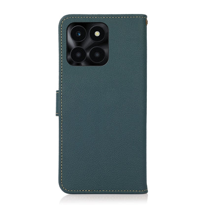 For Honor X6A KHAZNEH Custer Genuine Leather RFID Phone Case(Green) - Honor Cases by buy2fix | Online Shopping UK | buy2fix