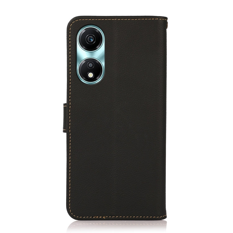 For Honor X5 Plus KHAZNEH Custer Genuine Leather RFID Phone Case(Black) - Honor Cases by buy2fix | Online Shopping UK | buy2fix