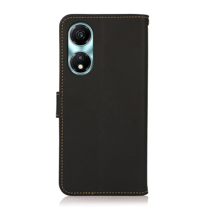 For Honor X5 Plus KHAZNEH Custer Genuine Leather RFID Phone Case(Black) - Honor Cases by buy2fix | Online Shopping UK | buy2fix