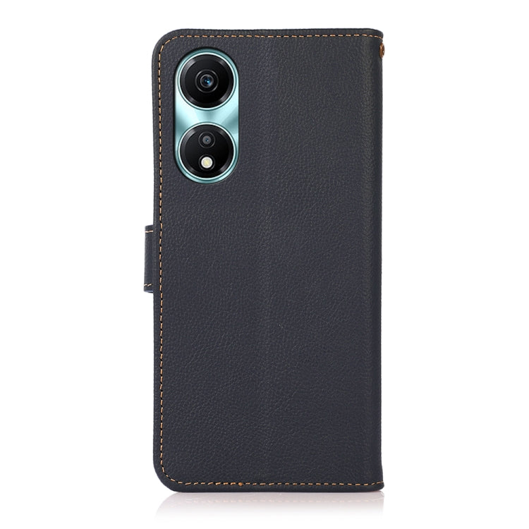 For Honor X5 Plus KHAZNEH Custer Genuine Leather RFID Phone Case(Blue) - Honor Cases by buy2fix | Online Shopping UK | buy2fix