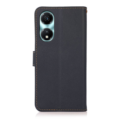For Honor X5 Plus KHAZNEH Custer Genuine Leather RFID Phone Case(Blue) - Honor Cases by buy2fix | Online Shopping UK | buy2fix