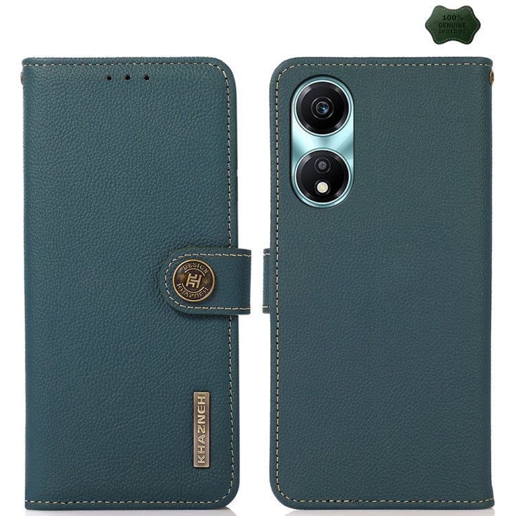 For Honor X5 Plus KHAZNEH Custer Genuine Leather RFID Phone Case(Green) - Honor Cases by buy2fix | Online Shopping UK | buy2fix